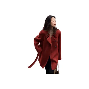 Mo Han Yi Mei Coats Women's Burgundy