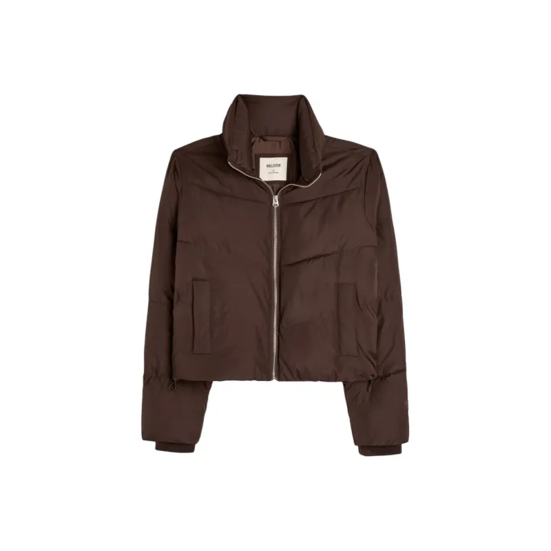 Hollister Puffer Jacket Women's Brown-0