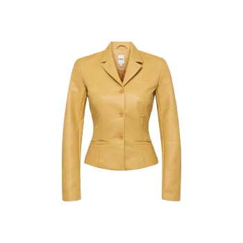 Khy Faux Leather Fitted Blazer Business Suit Women's Honey