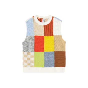 MASFER.SU Vest Women's Different Textures Color Block