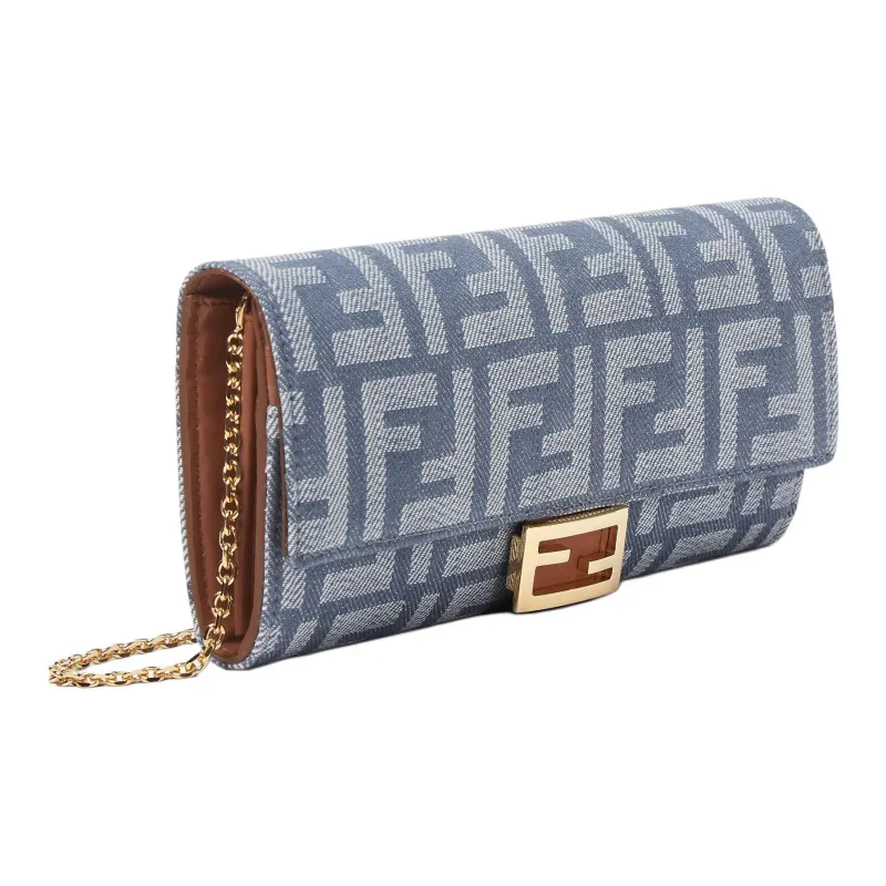 FENDI Baguette Denim Shoulder Bag Women's Blue-1