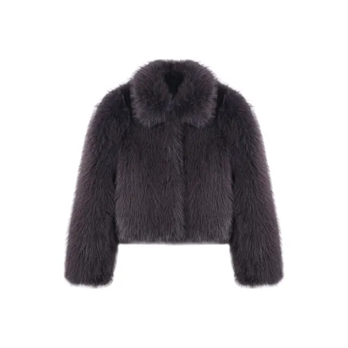 SAPIC OFFICIAL Velvet-feel Coat Women's Dark Gray