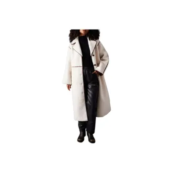 NASTY GAL Contrast Bonded Coat Coats Women's Ivory