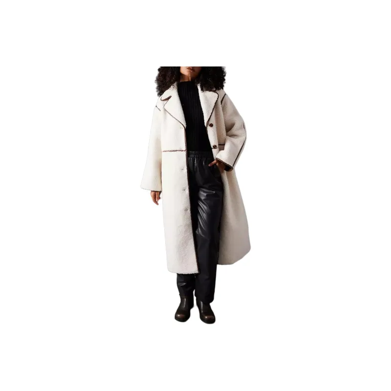 NASTY GAL Contrast Bonded Coat Coats Women's Ivory-0
