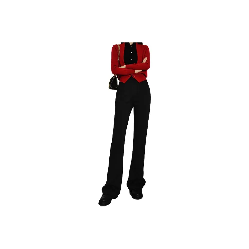 Late White Casual Pants Women's Black-4