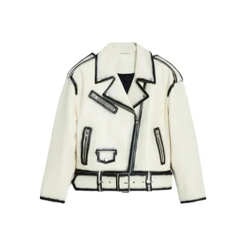 STAND STUDIO FW24 Leather Jacket Women's Feather White