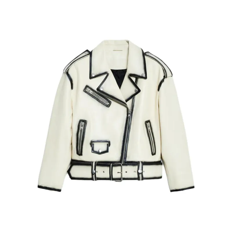 STAND STUDIO FW24 Leather Jacket Women's Feather White-0