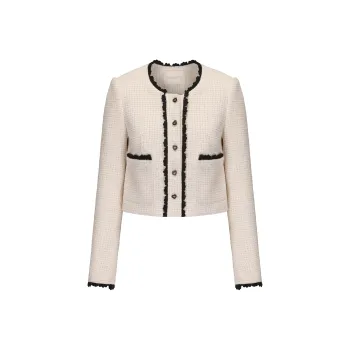 CHIWAWAMEME Cropped Coats Women's Chanel Apricot