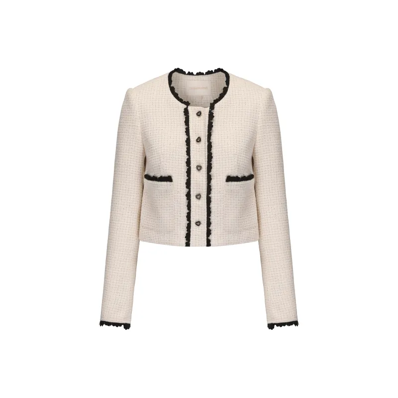 CHIWAWAMEME Cropped Coats Women's Chanel Apricot-0