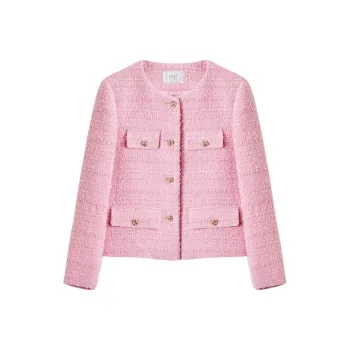 XIANGYING Cropped Coat Women's Barbie Pink