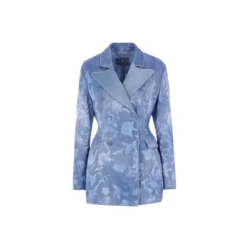 ERMANNO SCERVINO Devoré Rose Denim print Blazer