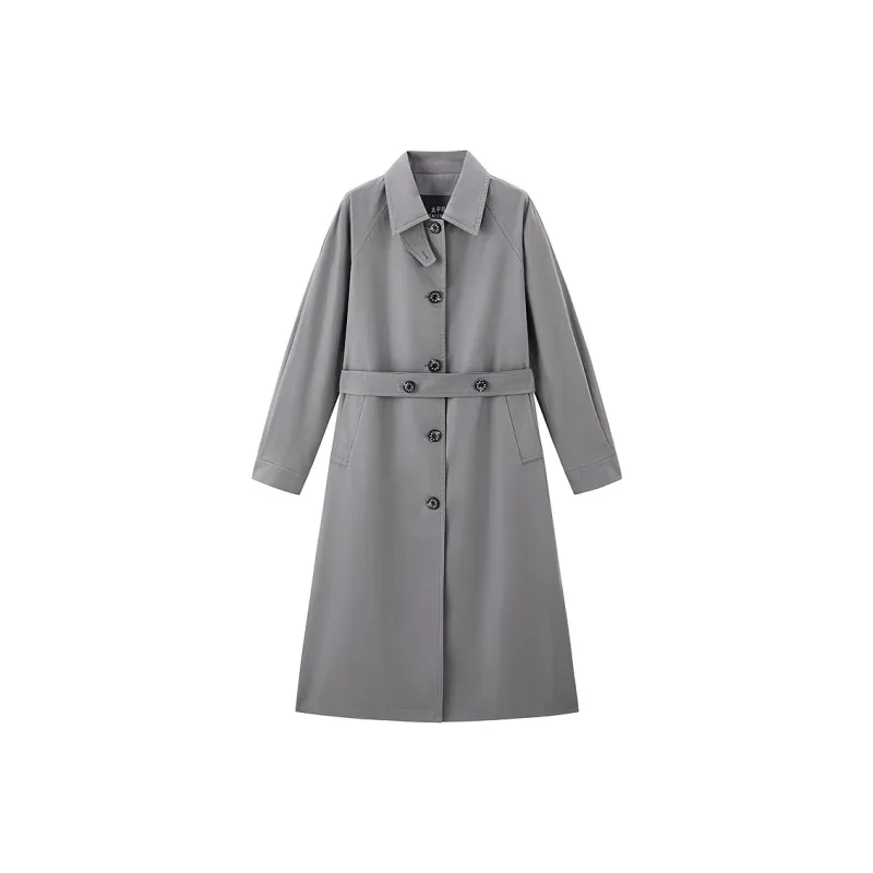 PEACEBIRD Trench Coat Women's Magnetic Black-0
