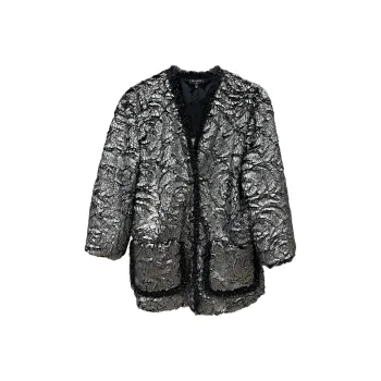 CHANEL Velvet feel Coat Women's Gray