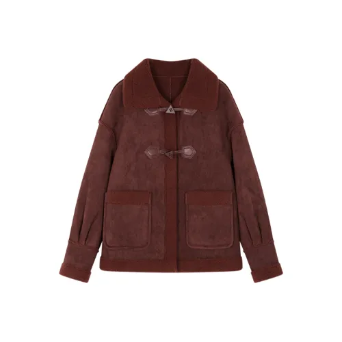 Mo Han Yi Mei Velvet feel Coat Women's Ancora Red