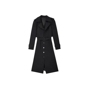 Yu Qianwen Trench Coat Women's Black