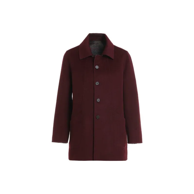 QIAOWANNI Coats Women's Eggplant Purple/Welsh Plaid-0
