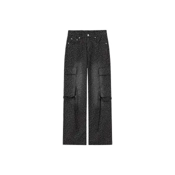 CHUU Casual Pants Women's Leopard Print Black