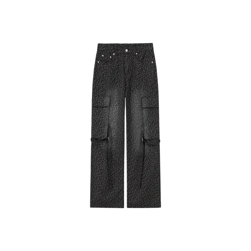 CHUU Casual Pants Women's Leopard Print Black-0
