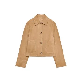 ZARA ZW Series Leather Jacket Women's Tan