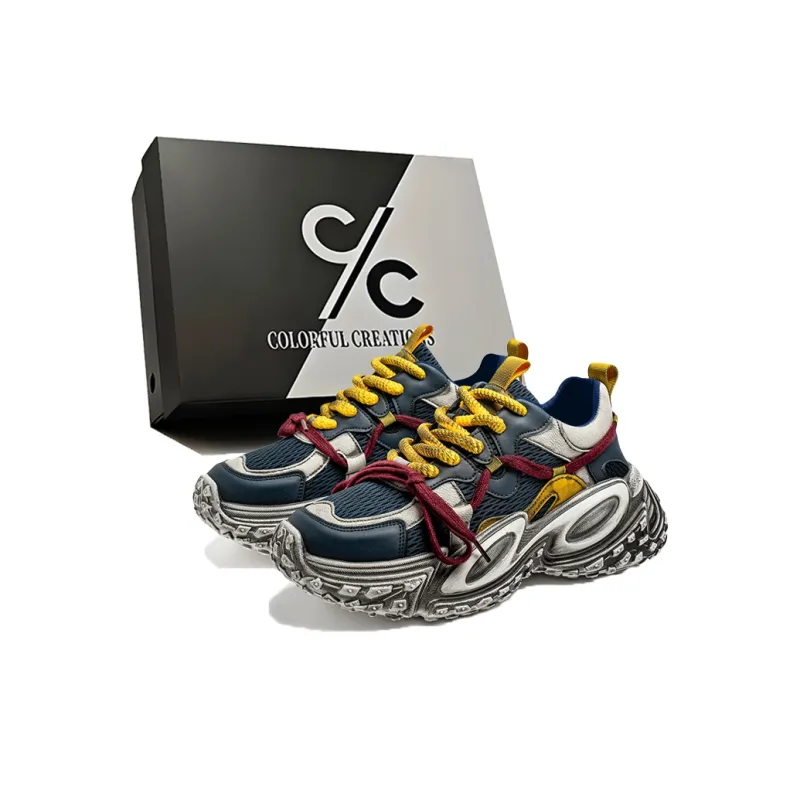 Colorful Creations Slip Resistant, Abrasion Resistant, Breathable, Lightweight Low Top Chunky Sneakers Men's-10