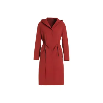 QIAOWANNI Trench Coat Women's Rusty Orange