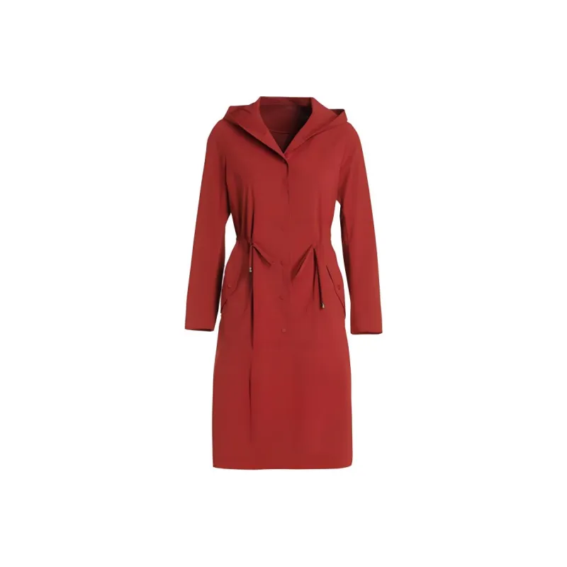 QIAOWANNI Trench Coat Women's Rusty Orange-0