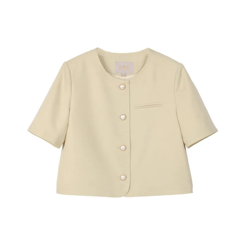 Cypress House Cropped Coat Women's Beige Apricot-0