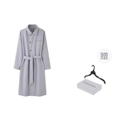 COMMON VALUE Trench Coat Women's Gray Blue