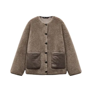 ZARA ZW Series Velvet feel Coat Women's Gold Brown