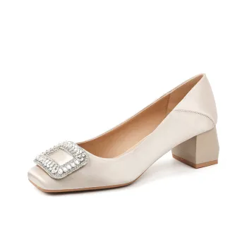 Lan Miao Chunky Heel High Heels 5CM Women's Apricot