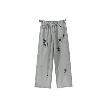 QOTRIOCK Jeans Unisex Gray