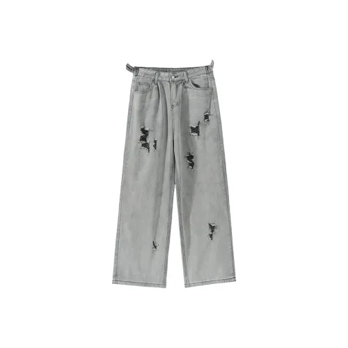 QOTRIOCK Jeans Unisex Gray