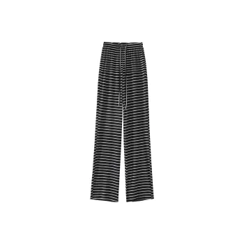 0571 Family Casual Pants Women's Black Horizontal Stripes
