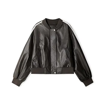 TENNE GIRL Leather Jacket Women's Dark Coffee