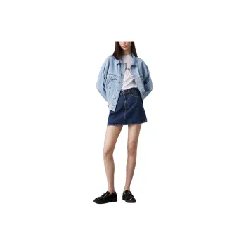 CALVIN KLEIN Denim Jacket Europe Version Women's Light Blue