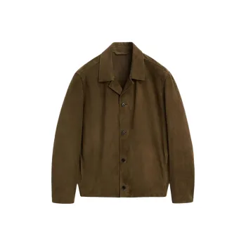Massimo Dutti Leather Jacket Men's Brown Green