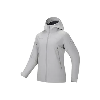 Anta Variety Training Collection Water Repellent Windbreaker Jacket Women's Sand Dune Gray