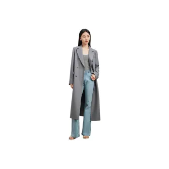 TKY SHOP Trench Coat Women's Gray
