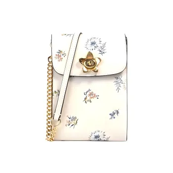 COACH Rachel Canvas With Leather Cell Phone Pouch Shoulder Bag Crossbody Bag Women's White
