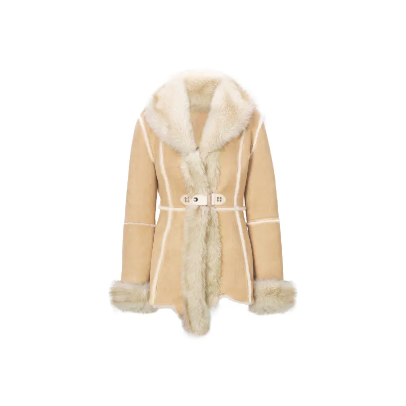 JYOSEI Velvet feel Coat Women's Light Brown-0