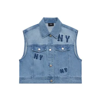MLB New York Yankees SS25 Denim Vest Women's Light Blue