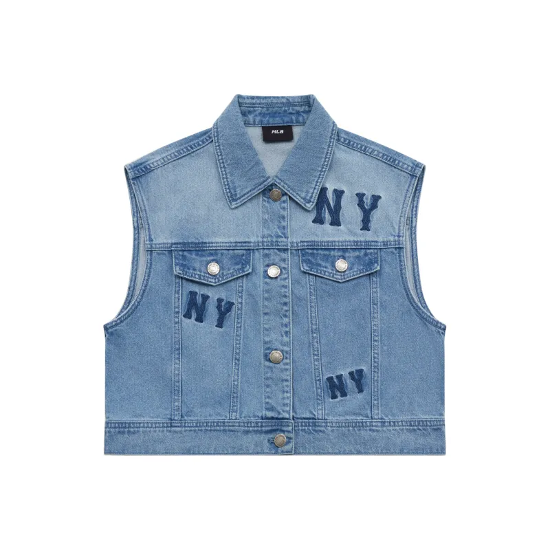 MLB New York Yankees SS25 Denim Vest Women's Light Blue-0