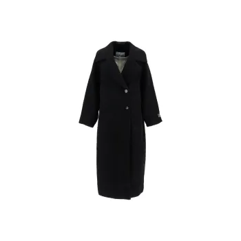 GANNI Logo Patch Double Breasted Coat