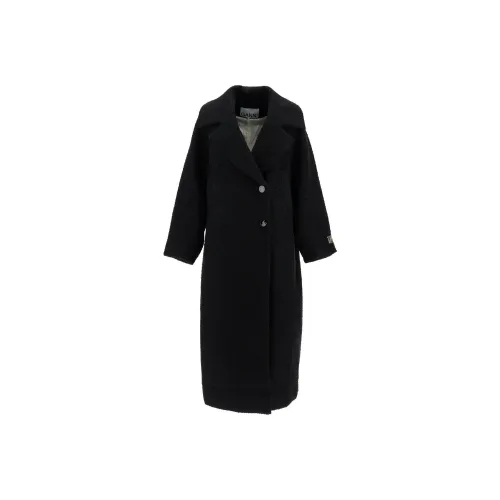 GANNI Logo Patch Double Breasted Coat