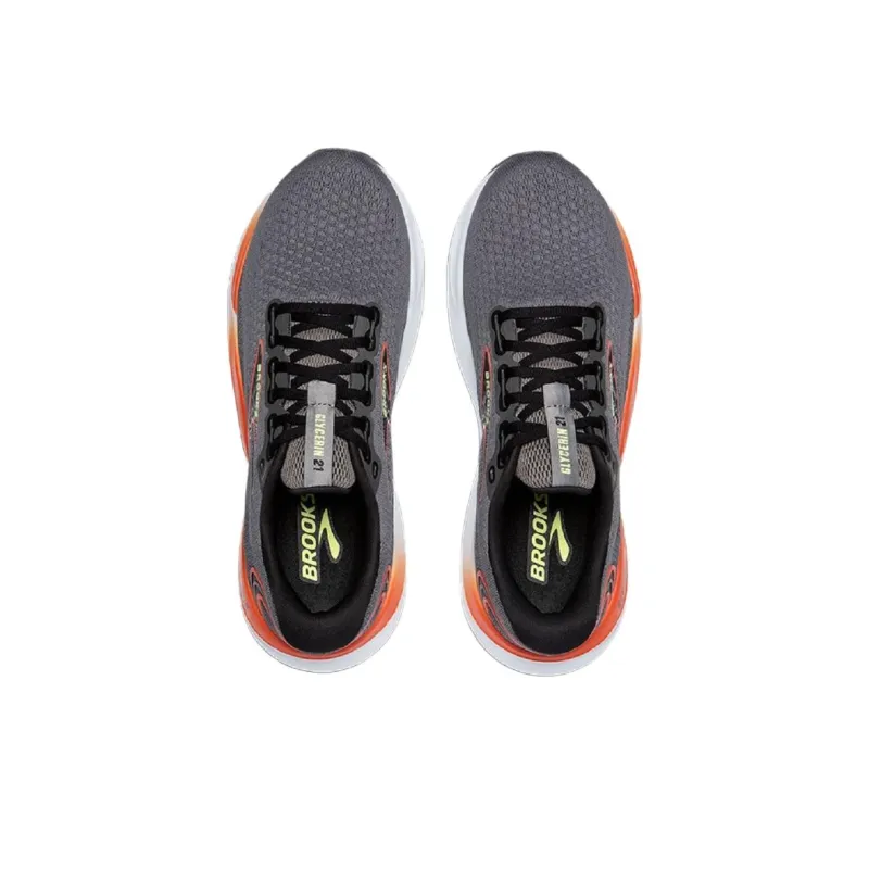 Brooks Glycerin 21 Supportive And Elastic Low Top Running Shoes Men's Gray Orange-2