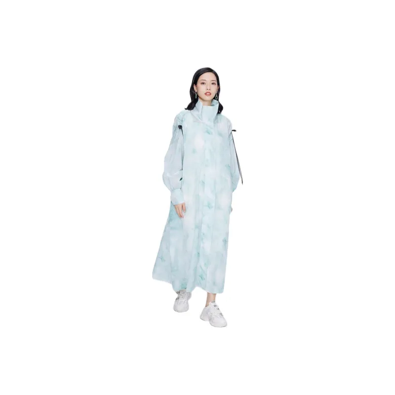 BBLLUUEE Trench Coat Women's Light Aqua Green-0