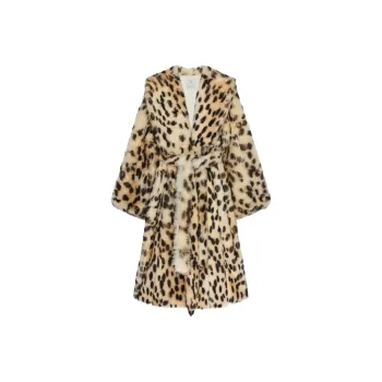 Givenchy Oversized Coat In Fur With Leopard Print