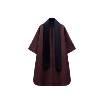 ZARA Coats Women's Burgundy Red