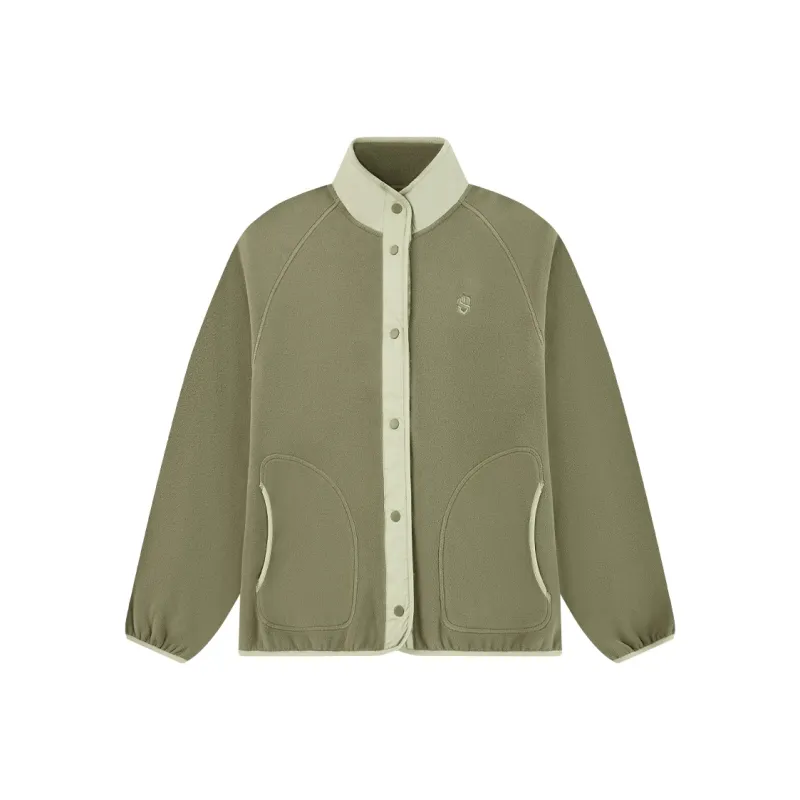 QIAODAN Mountain God Series Velvet feel Coat Women's Glass Width Green/Wasabi Green-0