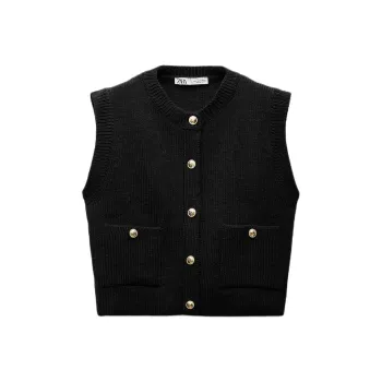 ZARA Vests Women's Black